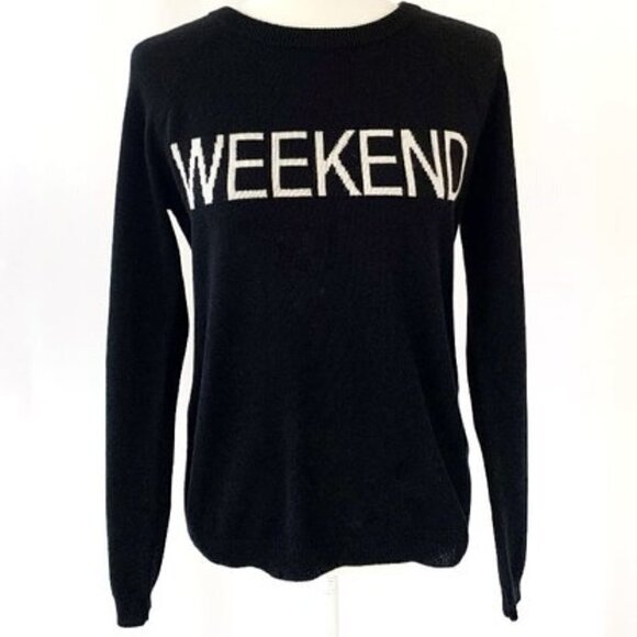 New Philosophy Weekend 100% Cashmere Black/White Pullover Sweater NWT XS - Picture 3 of 13